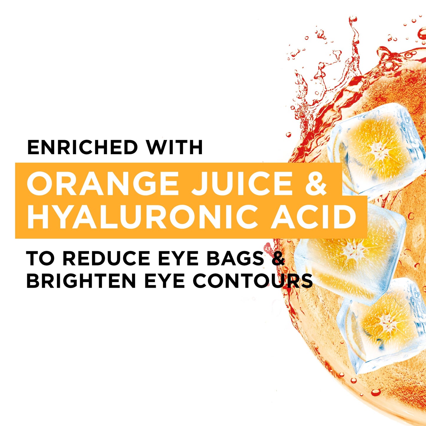 Garnier Moisture Bomb Eye Mask With Hyaluronic Acid And Orange Juice, Hydrating And Brightening Under Eye, Reduce Appearance Of Eye Bags, Biodegradable And Vegan Tissue, Orange, 28 G, Pack Of 1
