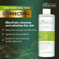 Bielenda Skin Clinic - Face Tonic - Effectively Cleanses The Skin - Reduce Pores Enhance Skin Shine Lightens Discolorations - Skin Clinic Professional with Mandelic and Lactobionic Acid - 200 ml