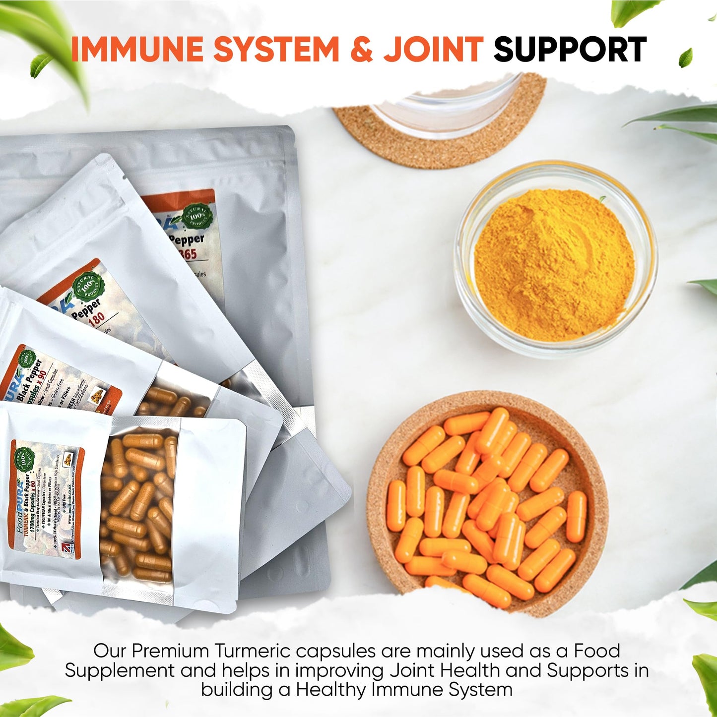 FoodPURA Turmeric with Black Pepper Capsules High Strength 1700mg HACCP Certified, Manufactured in The UK by FoodPURA 1 Pack of 365 Capsules … …