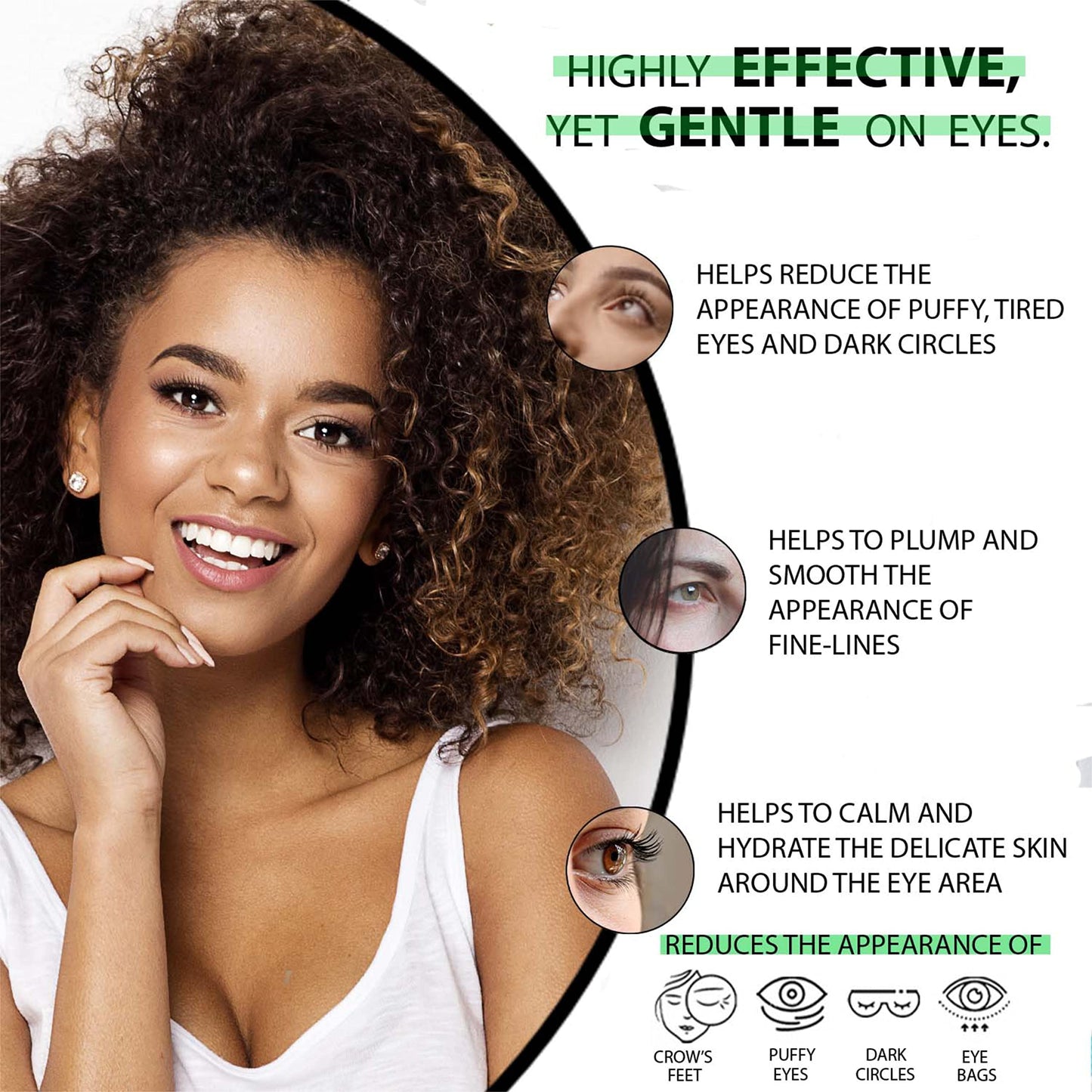 Voilà Pure -EYE CREAM - Cures Dark Circles, Puffiness & Crows Feet - Powerful But Gentle Organic Eye Gel - Anti-Ageing Formula With Matrixyl 3000 & Plant Stem Cells - 60ml Bottle