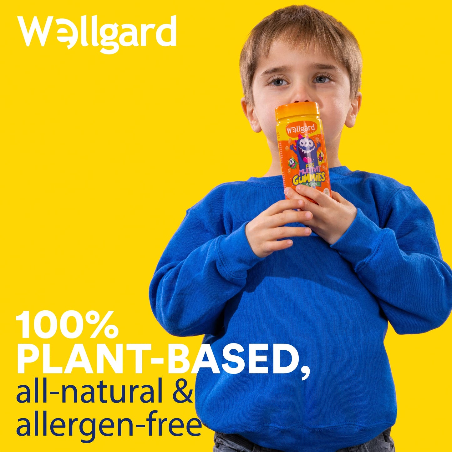Wellgard Vegan Childrens Vitamins, Kids Multivitamin Gummies - Kids Vitamins Multivitamins, 60 Gummies, Orange Flavour
