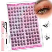 EMEDA Manga Lash Clusters Kit, Individual Lashes Wispy & Natural Cluster Lashes with Bond and Seal Tweezers, Soft Thin Band Anime False Eyelashes 10mm - 13mm Mix (EME04)