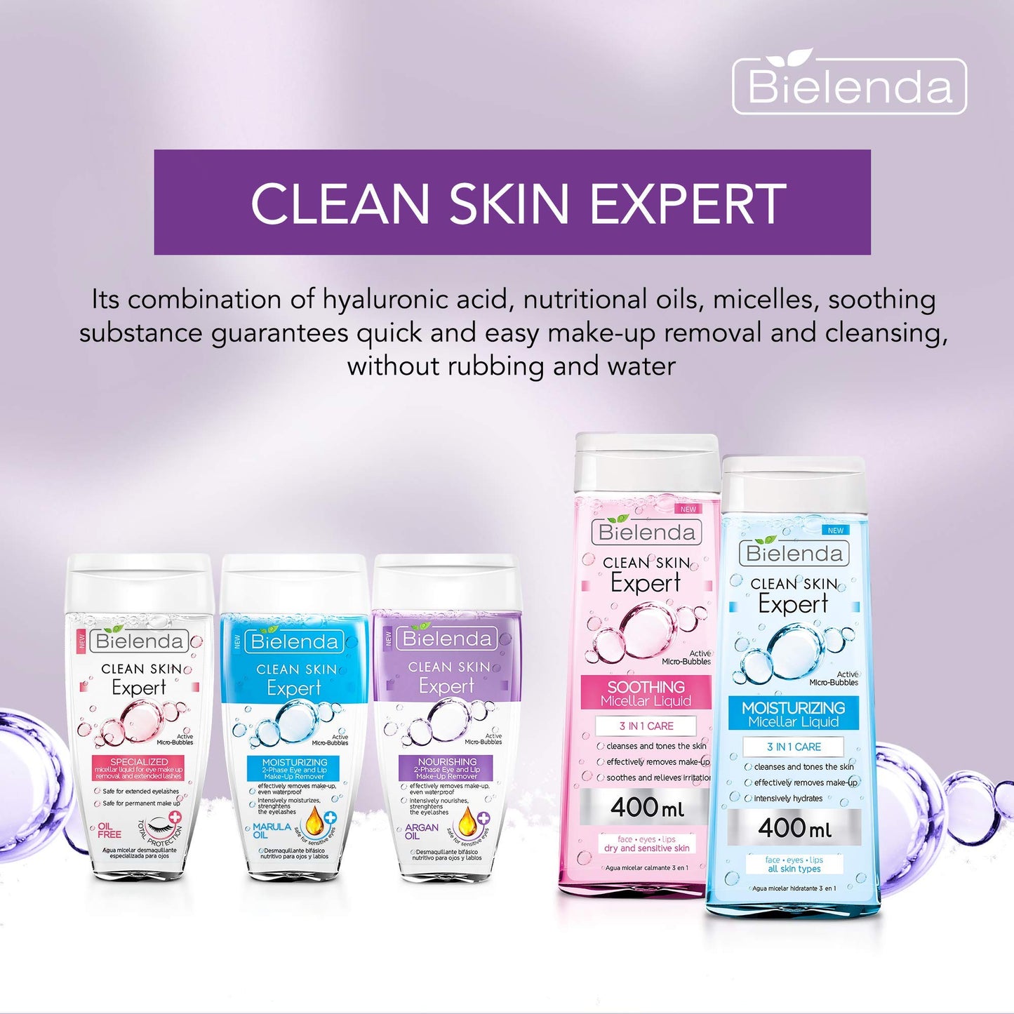 Bielenda Clean Skin Expert - Nourishing, 2-Phase Eye And Lip Make-Up Remover - Clean Skin Expert Nourishing 2-Phase Eye And Lip Make-Up Remover With Argan Oil - 150 ml