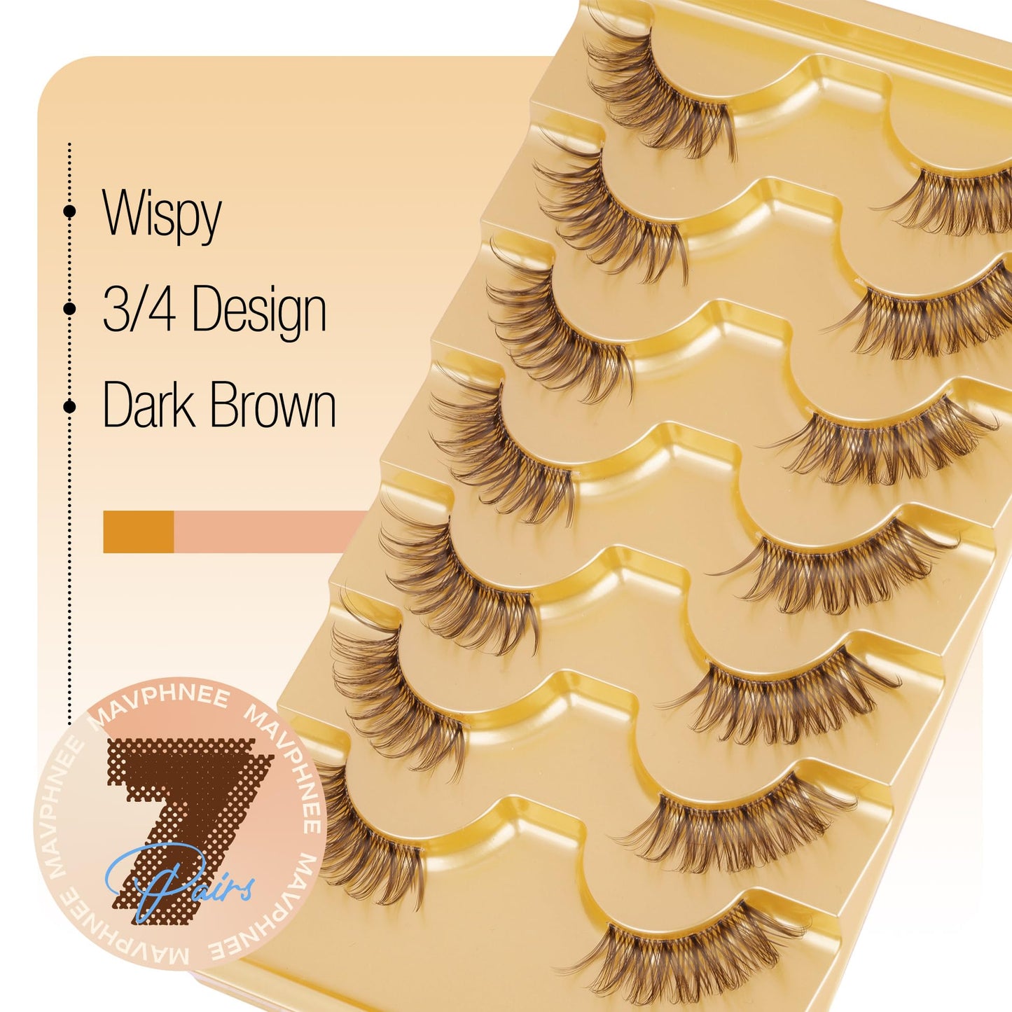 Half Lashes Brown Lash Strips Clear Band Eyelashes Natural Fake Eyelash Wispy False Lash Pack 8 Pair CC Curl Dark Brown Half Eyelashes 3/4 Corner Falsies