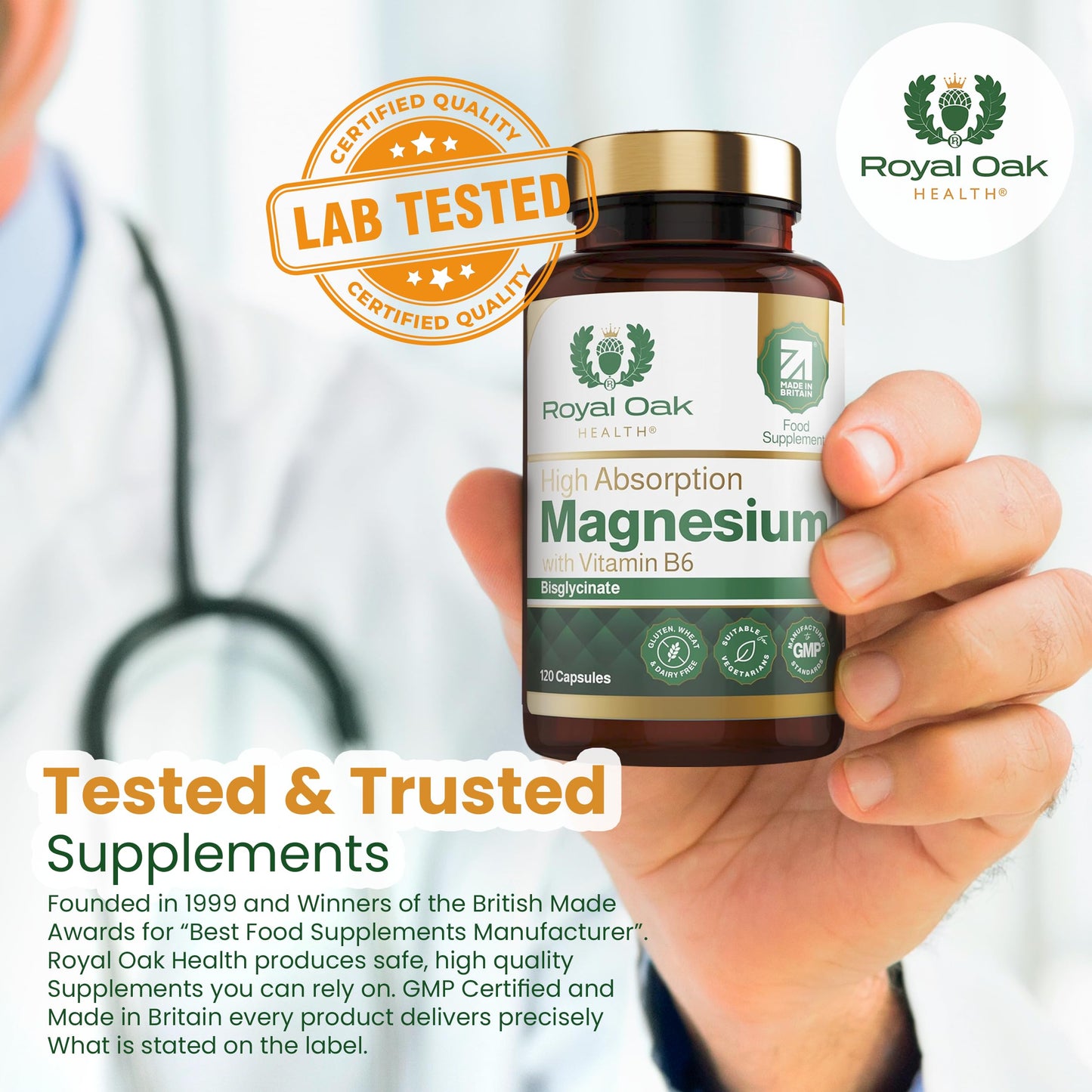 Magnesium (Bisglycinate) with Vitamin B6 x120 Capsules