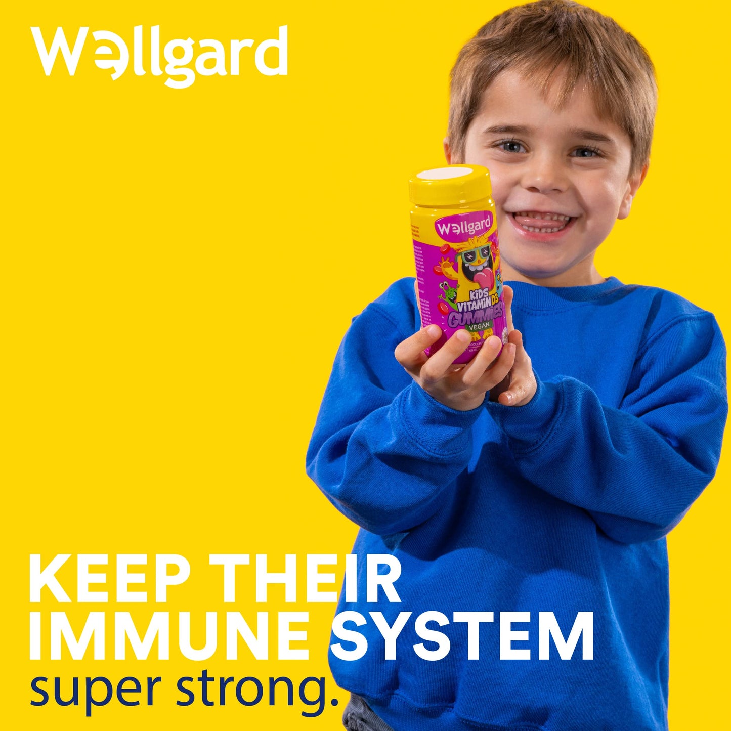 Wellgard Kids Vitamin D3 Gummies - 2 Month Supply - Vegan Chewable Vitamin D Gummies, Mixed Berry Flavour