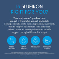 Blueiron Liquid Iron Supplement with Nordic Blueberries + Vitamin C, Vitamin B12, Folic Acid, Biotin and Zinc | 250ml | Suitable for Vegans | Easily Absorbed and Gentle On The Stomach