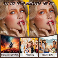 AmiCera Glitter Freckles Face Tattoo, 10 Pcs Face Glitter Freckles Gold for Kids Women, Fake Sparkle Temporary Tattoos Stickers for Girls and Adults Festival Makeup Accessories Face Decor