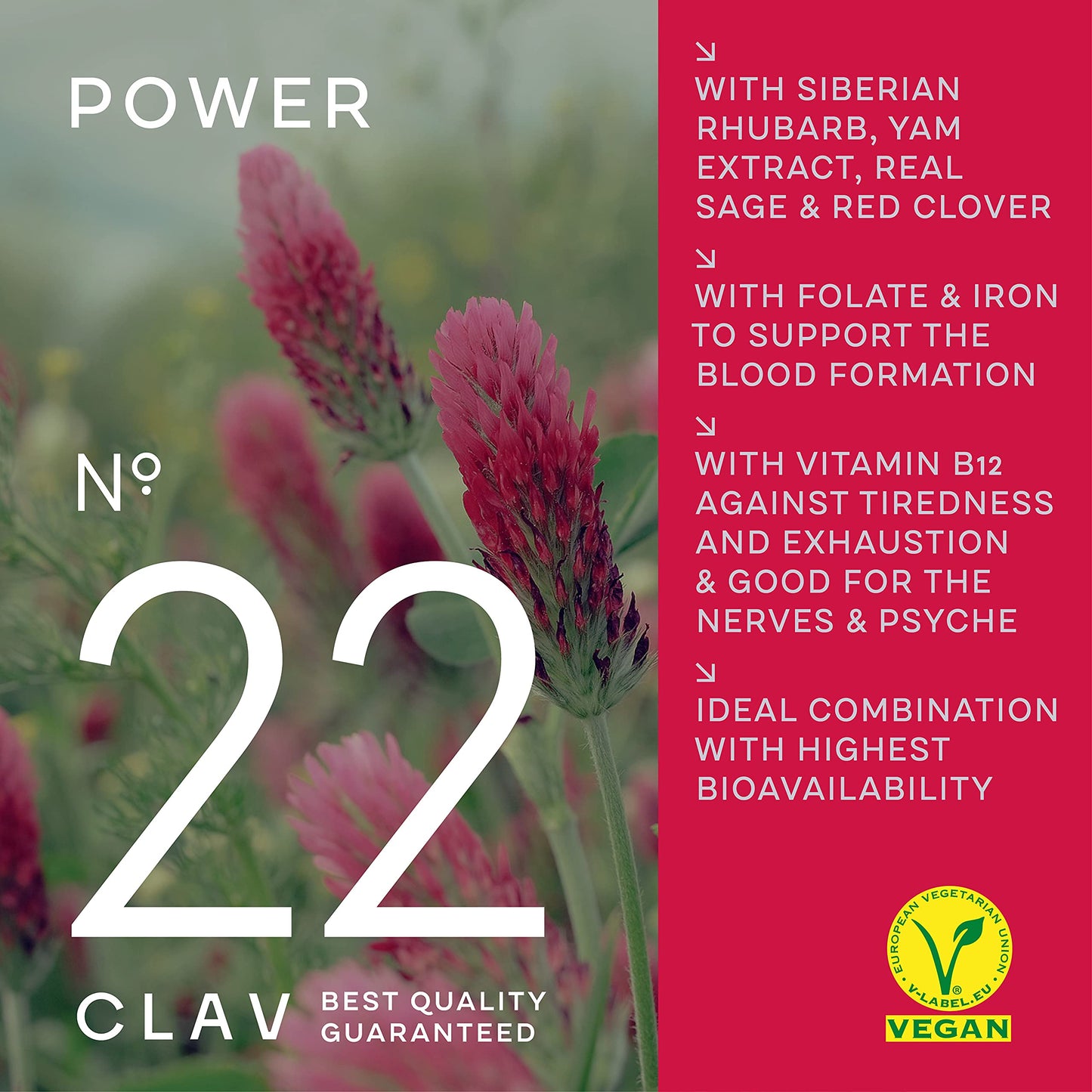 CLAV PMS Relief & Herbal Hormone Balance for Women - Agnus Castus + Ladys Mantle + Wild Yam Root + Siberian Rhubarb - Women Vitamins - 120 Capsules = 60 Days Supply - Premenstrual Supplement - Vegan
