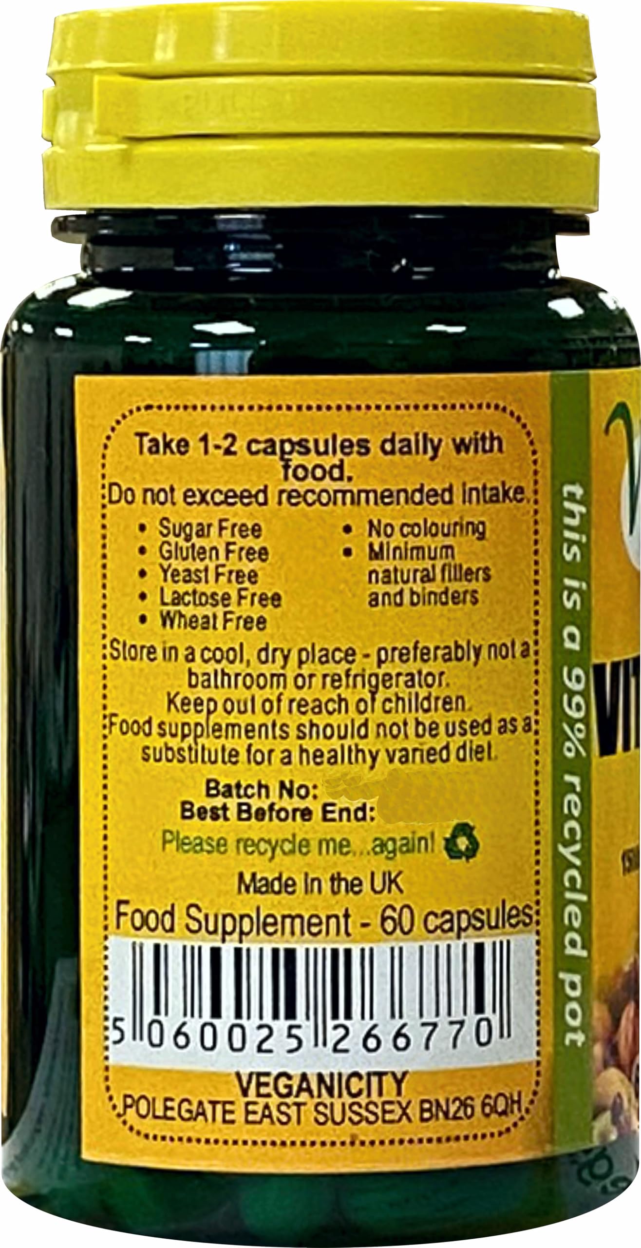 Veganicity Vitamin D3 1500iu (38µg) + K2 (MK-7) 75µg : Vitamin D & K2 Supplement : 60 Vegan Capsules, in a Planet-Friendly 99% Recycled Pot