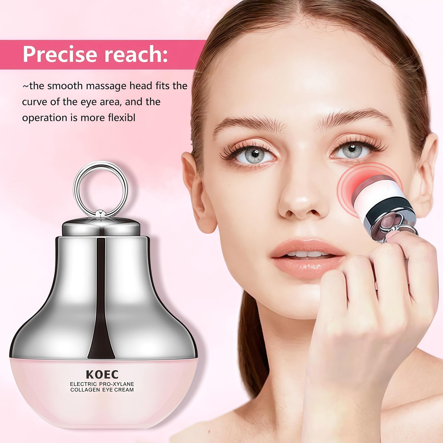 ANGEL SILK KOEC Electric Massage Eye Cream for Dark Circle, Firm and Smooth of Fine Lines, Tired Eye Refreshment with Gentle Vibration, for Anti-Wrinkle, Firming, Moisturizing