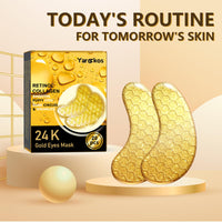 Mifeloy 20 Pairs 24K Gold Under Eye Patches, 20 Pcs Golden Cooling Hydrating Eye Masks, Anti Wrinkle Collagen Undereye Pads for Adults, Women Travel Skincare Face Gel, Reduce Dark Circles Puffiness Puffy Eyes