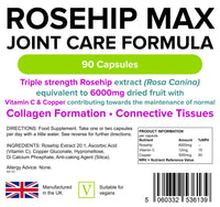 Lindens Rosehip Max Joint Care Formula 90 Capsules - 6,000mg High Strength Supplement - Joint Care Support - UK Manufacturer, Letterbox Friendly