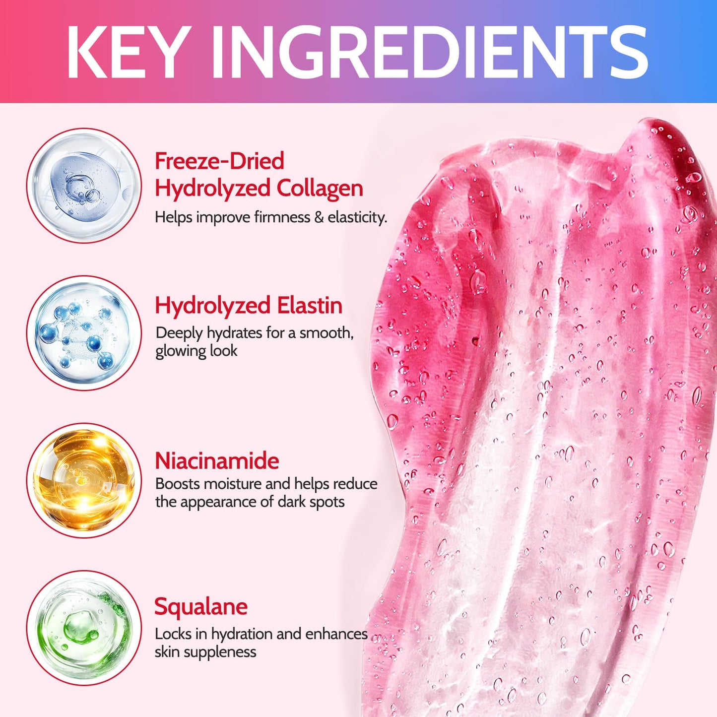 MASAIGGE Collagen Jelly Cream, Collagen Gel Face Cream with Niacinamide & Hydrolyzed Collagene, Anti-Aging Face Moisturiser, Deep Hydrating, Revitalise Dull Skin, Boosts Skin's Barrier Hydration & Glow