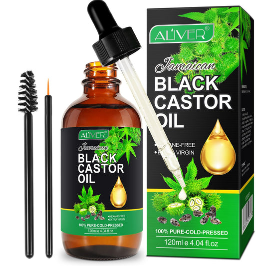 Jamaican Black Castor Oil,120ML Massage Oil for Aromatherapy, 100% Pure Natural Cold Pressed Organic Castor Oil, Stimulate Growth for Hair, Eyelashes,Eyebrows, Skin Moisturizer & Hair Oil and Body Oil