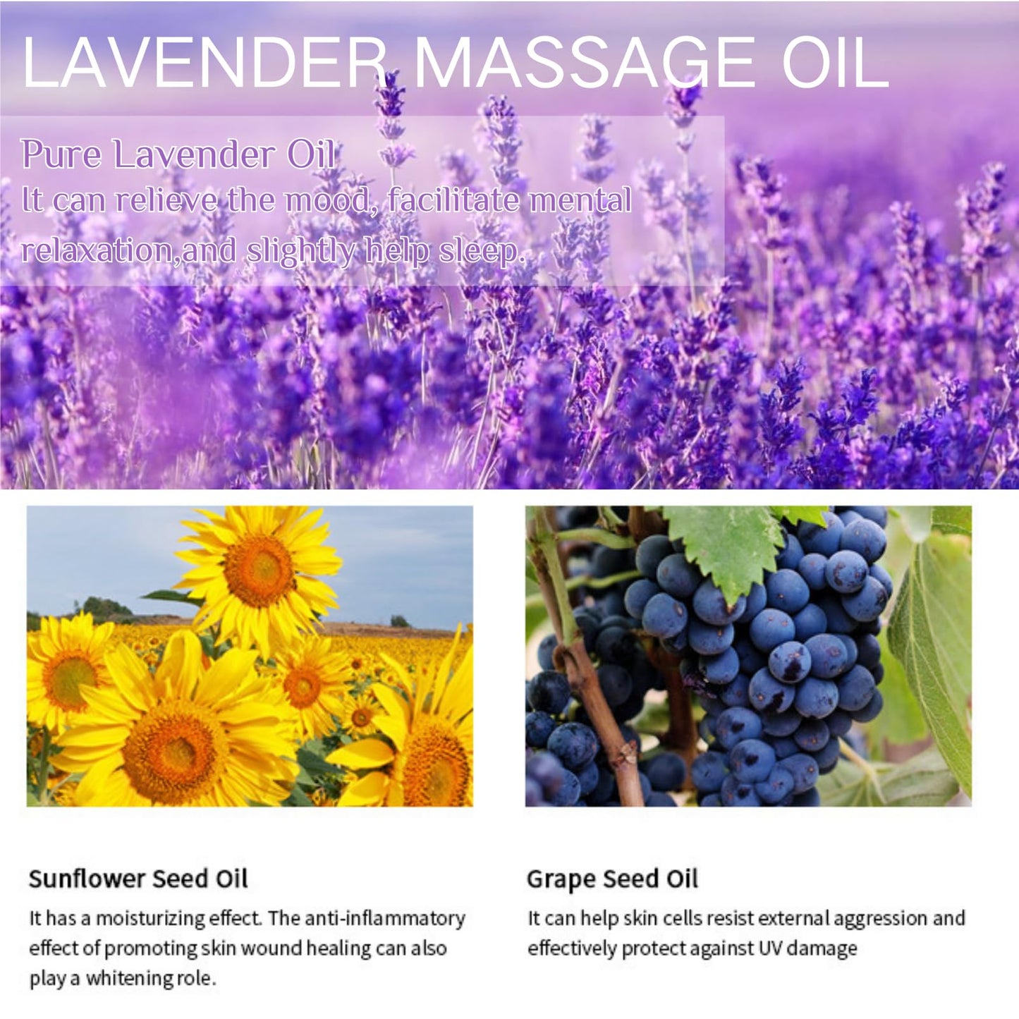 Lavender Massage Oil for Relaxing Muscles - Lavender Massage Oil Body,Hand,Leg,Foot - Body Oil for Relief Skin - Lavender Oil Moisturizer for Women,Men Skin Care (236ml)