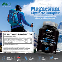Magnesium Glycinate with Vitamin B6, Zinc and Pantothenic Acid - 120 Vegan Capsules - 250mg Elemental Magnesium from Chelated Magnesium per Serving - High Strength Magnesium Bisglycinate