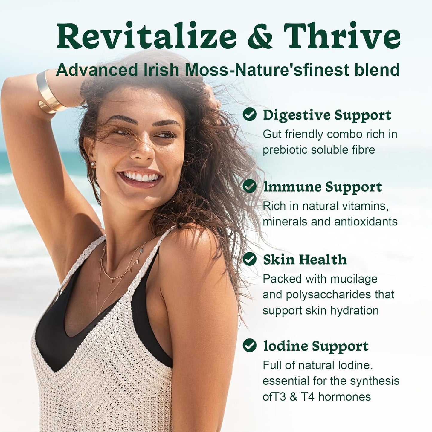 Resawn Sea Moss 16-in-1 Gummies - 6,000 mg Supplement, Green Apple Flavor, 30 Gummies