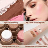Ceboic 3Pcs Contour Highlighter Blush Stick, Bronzer Beauty Wand with Brush, Waterproof Long Lasting Cream Concealer for Sculpt the Cheeks, Lightweight Smooth Face Makeup Contouring Stick Set for All Skin
