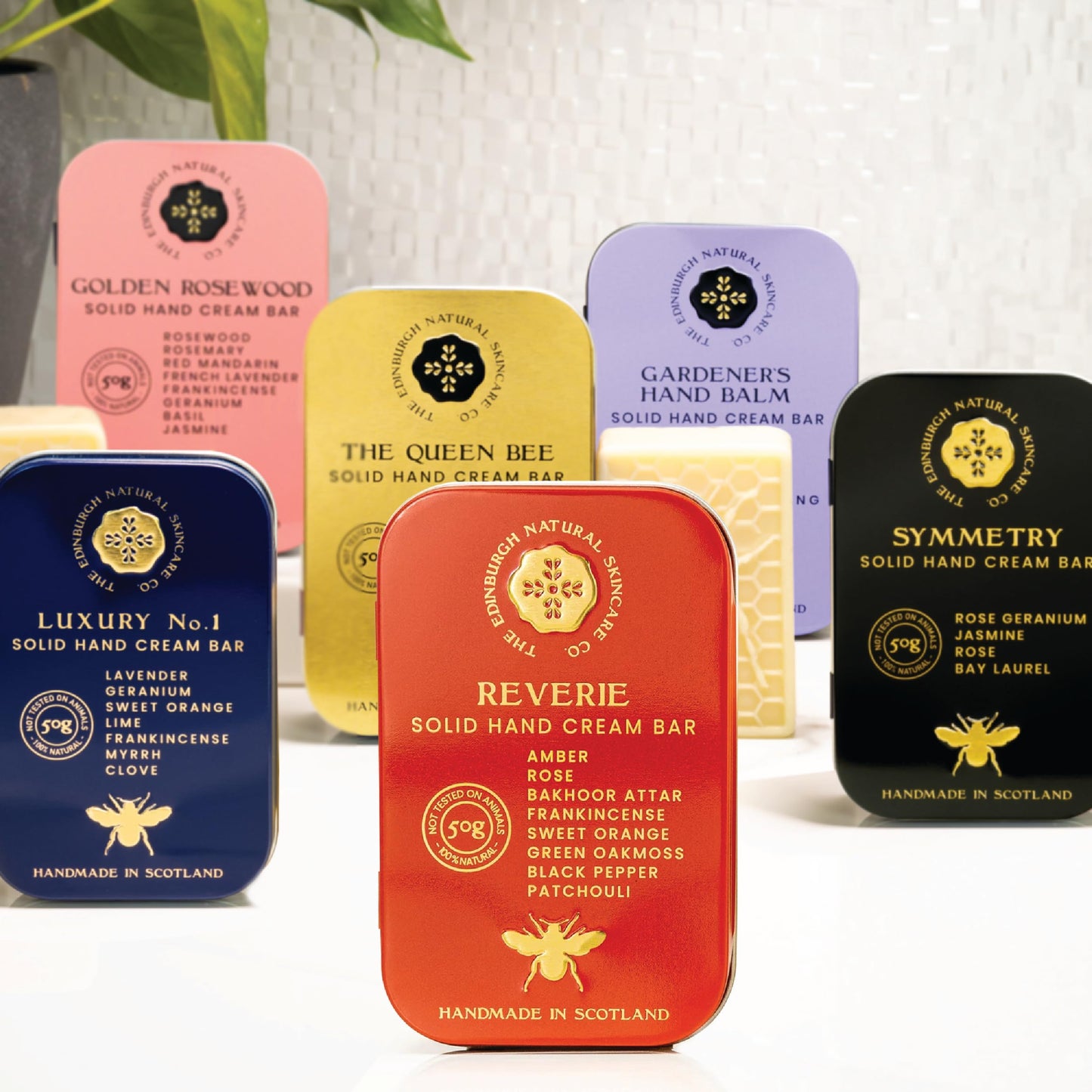 The Edinburgh Natural Skincare Company Ltd. Reverie Hand Cream Bar – 100% Natural Moisturiser for Very Dry Hands | With Beeswax, Cocoa Butter & Coconut Oil | Long-Lasting, Travel-Friendly, Cruelty-Free, Ideal for Gifting | 50g
