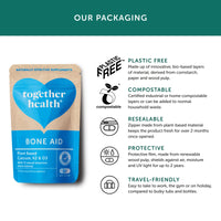Bone Aid – Together Health – Plant-Based Calcium & Vitamins K2 & D3 – Vegan Friendly – Made in The UK – Pack of 6-360 Vegecaps