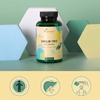 Choline Complex Vegavero® | 3 Forms: Bitartrate, CDP & Phosphatidyl | NO Additives, Lab-Tested | 90 Capsules | Vegan