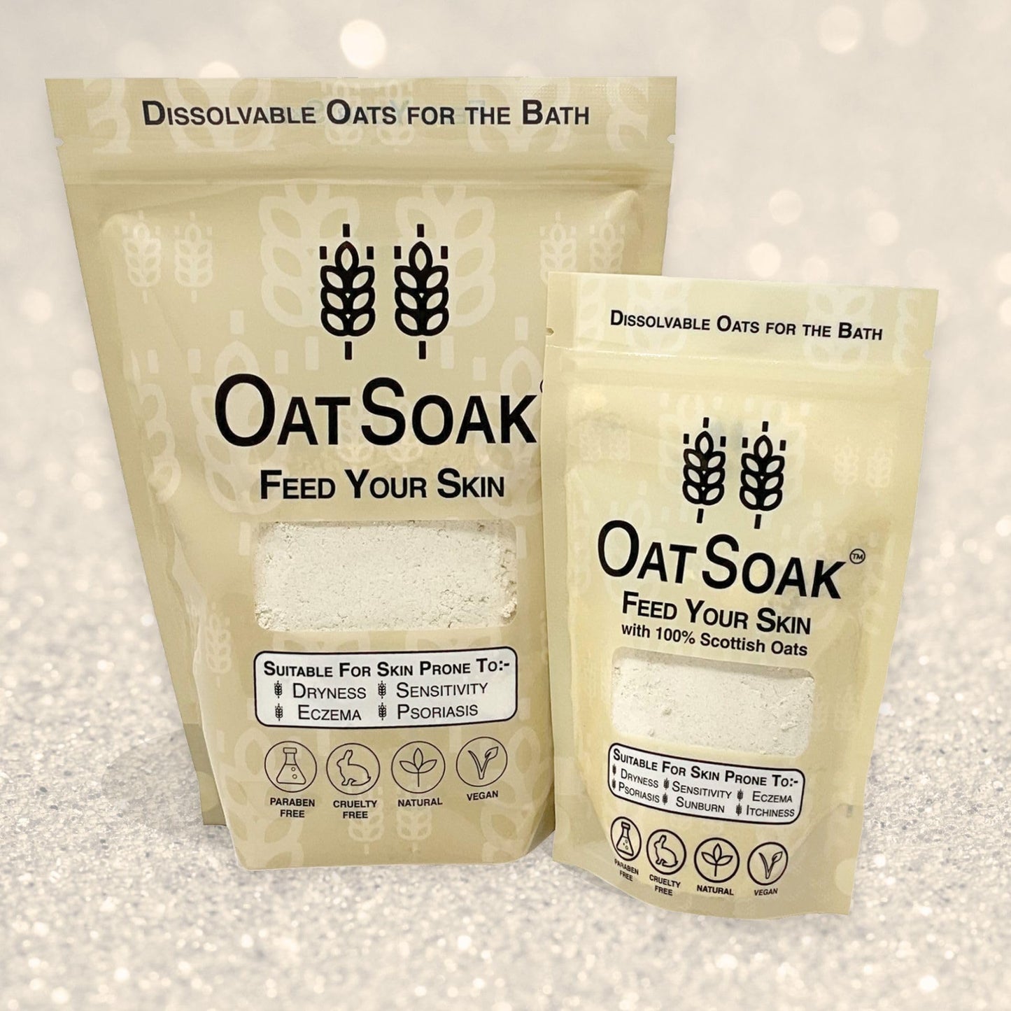 Bare Boutique OatSoak Itch Relief Colloidal Oats - Dissolvable Oats for The Bath. Soothing Bath Powder for Chicken Pox Relief, Eczema, Psoriasis, Itchy, Irritated Dry Skin, Sunburn. No additives.