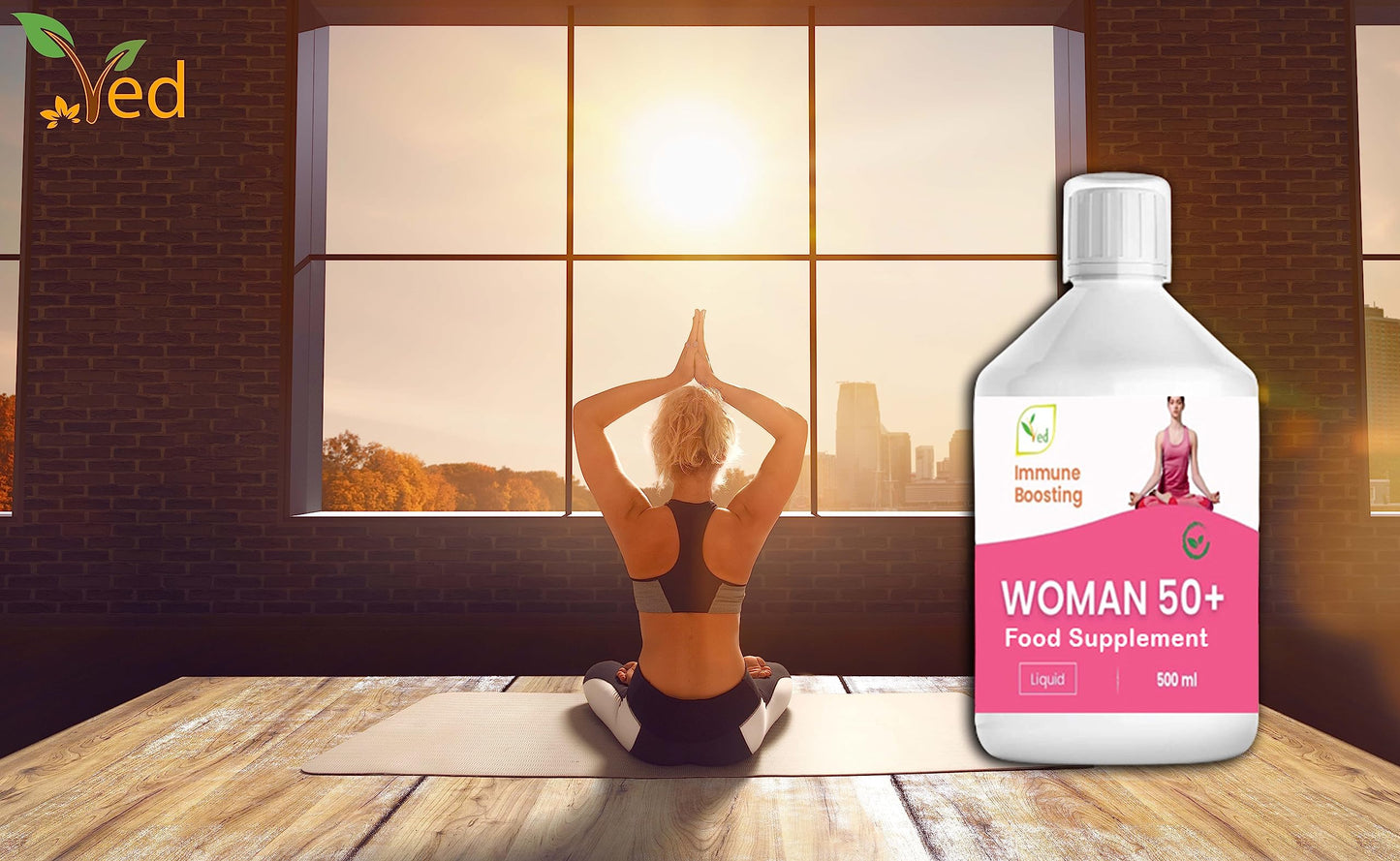 VED Ved Woman 50 Plus Liquid Multivitamin Supplement for Women, 500 ml- Immune Boosting - Contains, -149 Vitamins & Minerals, Vitamin C, Vitamin D, B12 for Women Health, 33 Days Supply.