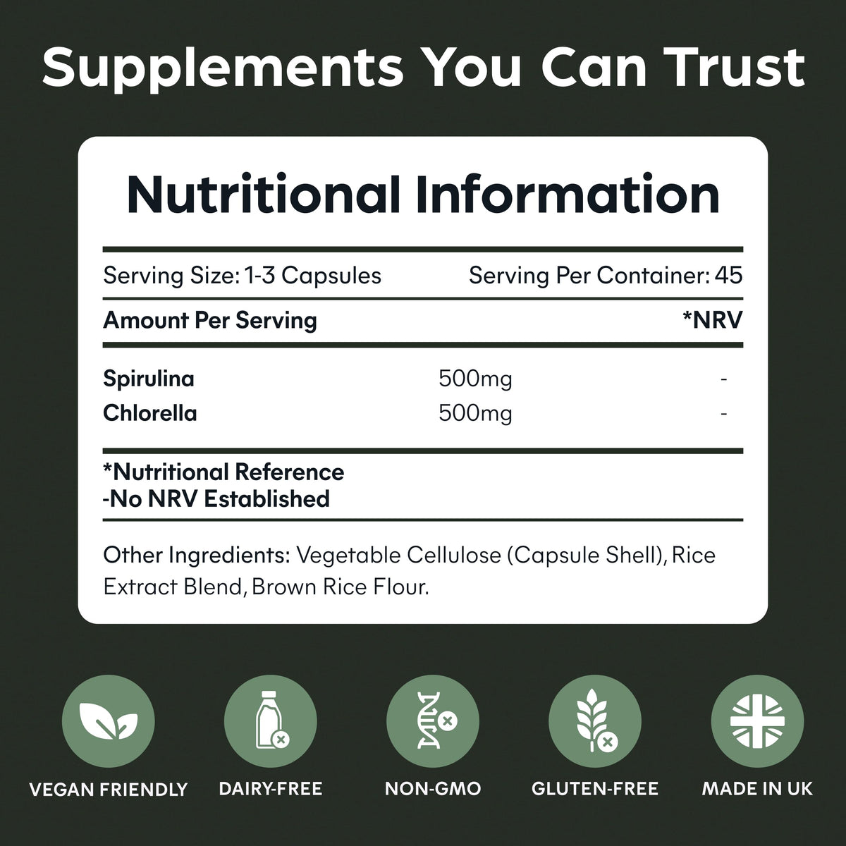 Purolabs Spirulina & Chlorella Capsules – High Strength Spirulina Tablets Alternative for Energy, Detox & Immunity – Clean Formula, Vegan, Non-GMO – 90 Capsules