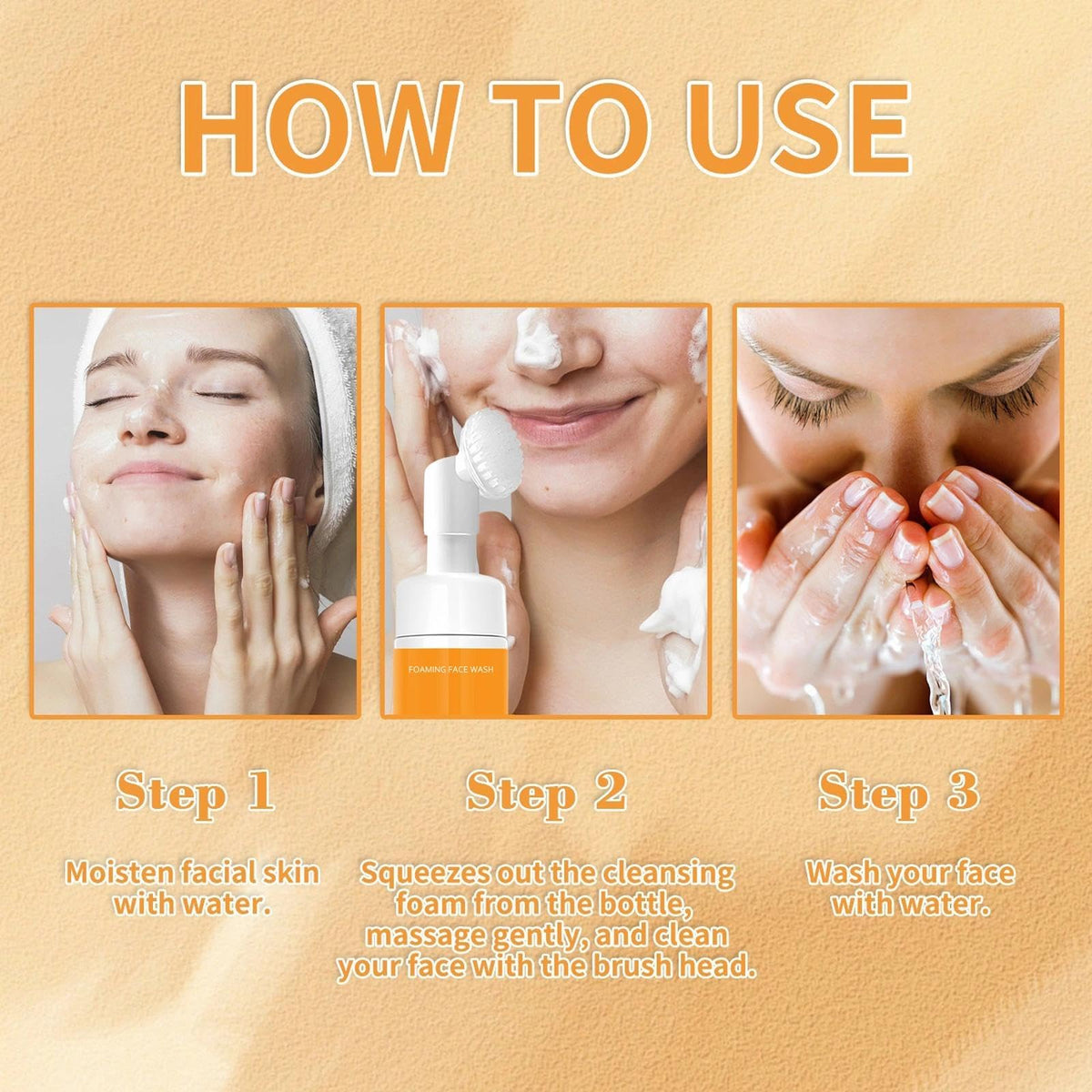 Wormeer Turmeric Face Wash with Brush - Foaming Cleanser for Women - Improves Blemishes, Zits, & Evens Skin Tone - Gentle Hydrating Facial Cleanser