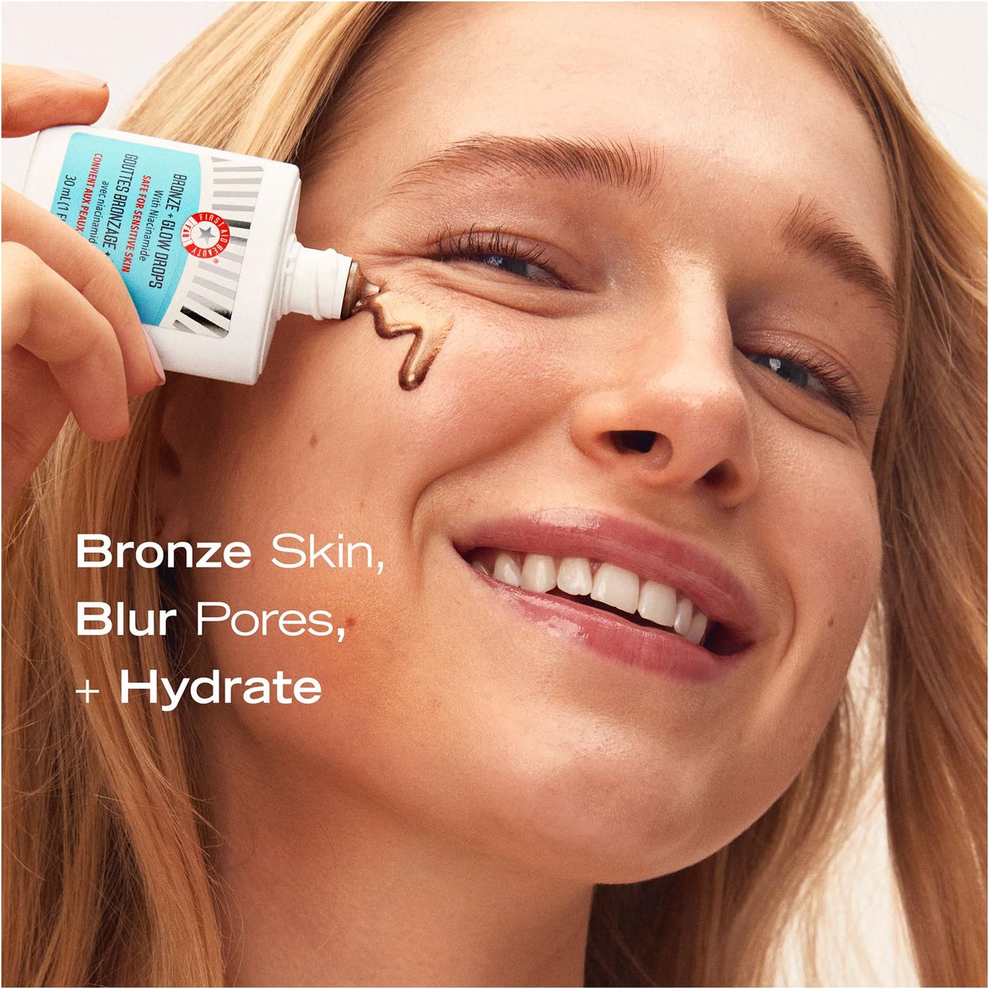 First Aid Beauty Bronze + Glow Drops with Niacinamide – Face Serum Helps Give an Instant Glow, Visibly Even Skin Tone + Blur Pores – Safe for Sensitive Skin – 30 mL