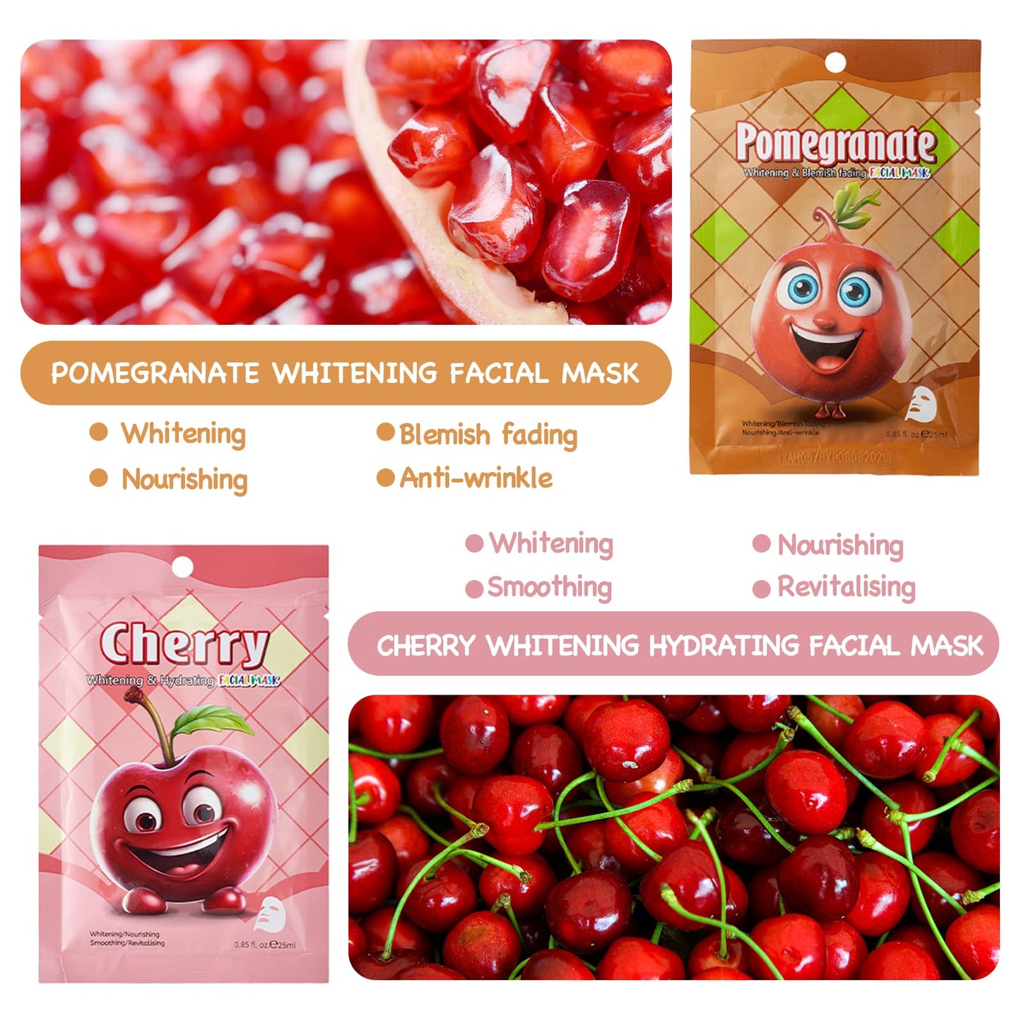 Asheyya 7 Pcs Kids Face Masks, Hydrating Nourishing Fruit Face Mask for Girls for All Skin Types