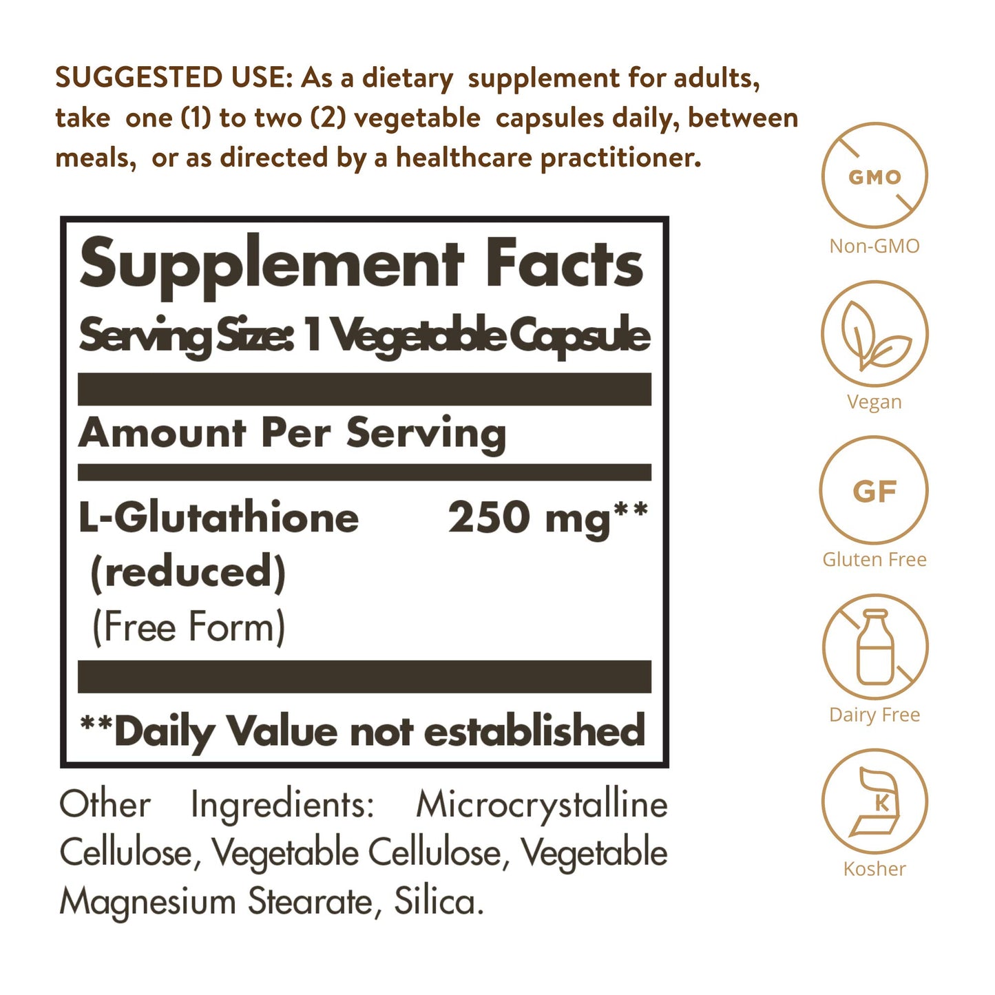 Solgar Maximised L-Glutathione Reduced 250 mg Vegetable Capsules - Pack of 60 - High Potency Source - Amino Acid - Vegan
