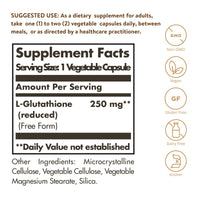Solgar Maximised L-Glutathione Reduced 250 mg Vegetable Capsules - Pack of 60 - High Potency Source - Amino Acid - Vegan