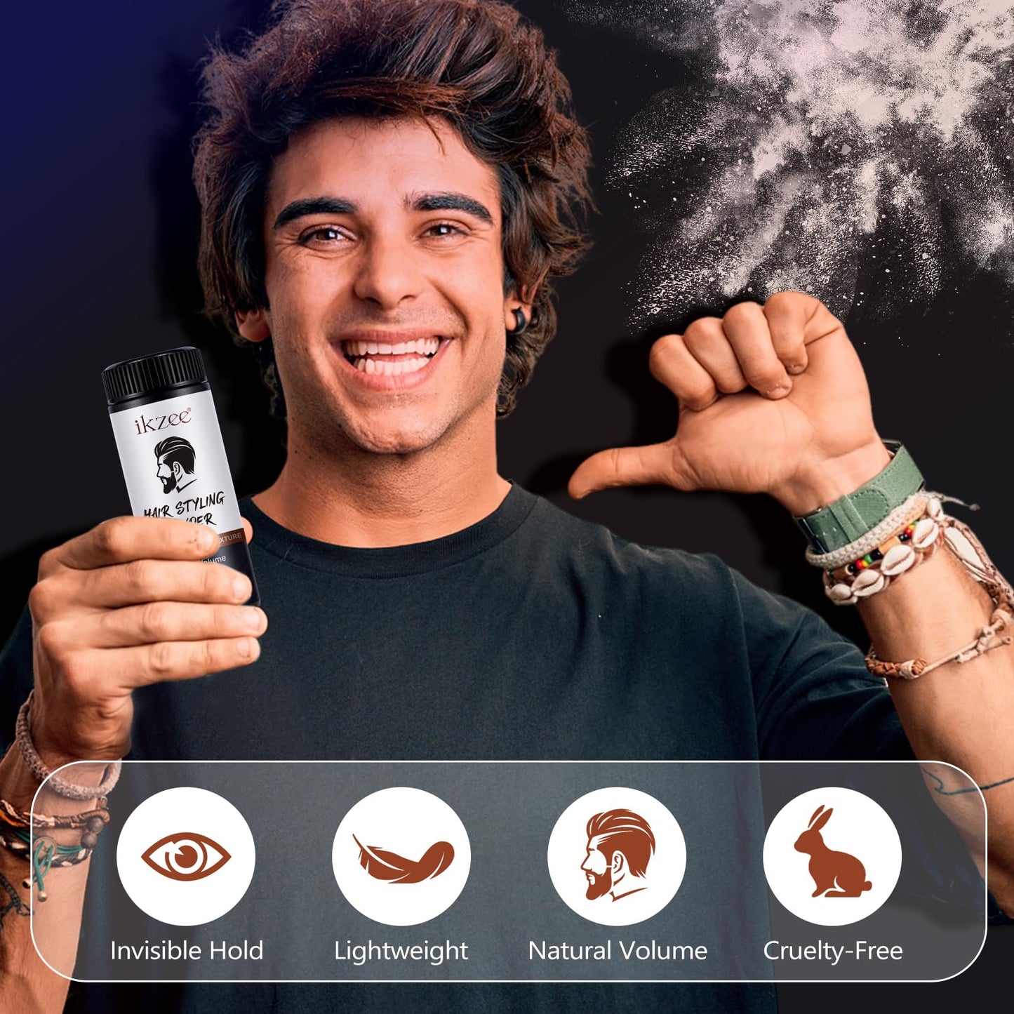 Uruses Hair Styling Powder 10g, 2 Pcs Matte Texture Powder, Long-lasting Fluffy, Refreshing and Non-greasy, Men's Hair Texture and Volume Powder
