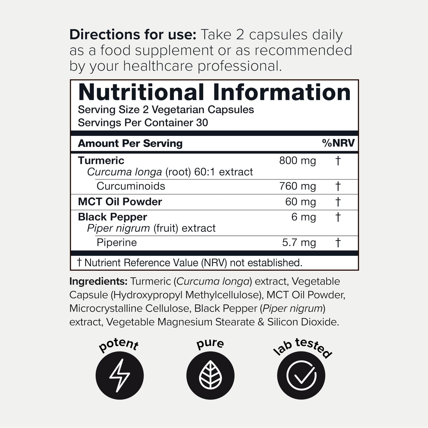 Toniiq Turmeric Curcumin - Ultra High Potency 60:1 Extract with 95% Curcuminoids - 800mg Per Serving - Black Pepper & MCT Oil for Enhanced Absorption - Third-Party Lab Tested - 60 Capsules