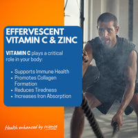 Effervescent Vitamin C 1000mg with Zinc 15mg, 20 Orange Flavoured Tablets, High Strength, Immune Support, Essential for Collagen Formation, Vegan, Made by Northumbria Health