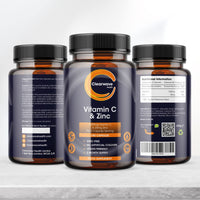 Clearwave Health Vitamin C and Zinc Capsules - Vitamin C 1200mg & Zinc 25mg- Vitamin C & Zinc for Maintenance of Normal Immune System - 180 Vegan Vitamin C & Zinc Capsules (not Tablets) - 2 per Daily Serving