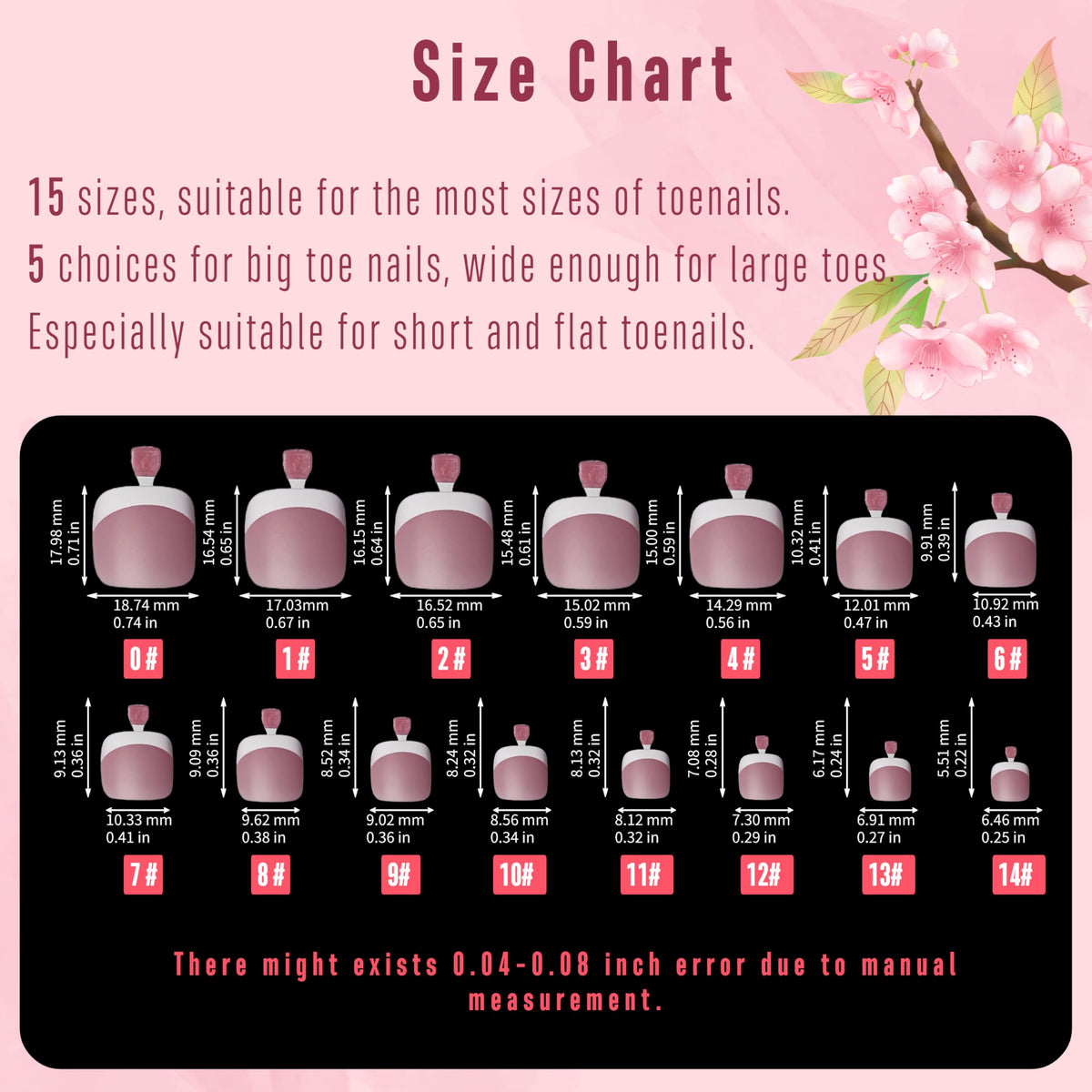 NOVO OVO French Tip Hand and Toe Nail Tips Press on kit, BERRY PINK Square Soft Gel Nail Extension, Square Round Toenails, Pre-applied Tip Primer & Base Coat, Full Cover Matte for DIY x 15 Sizes