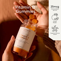Vitamin D Gummies 25mcg - Support Immune System, Bone Health & Muscle Function - Orange - Vegetarian Friendly - 60 Gummies - Essential Vitamin D for Immune Boost, Bone Maintenance & Muscle Support