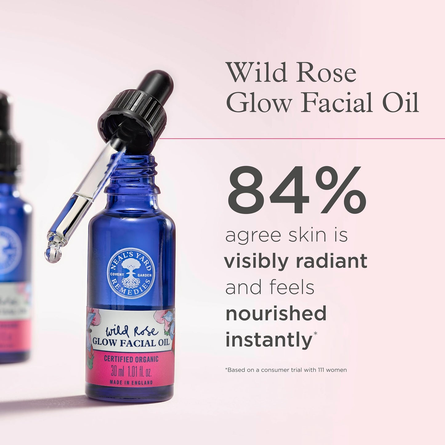 Neal's Yard Remedies Wild Rose Glow Facial Oil, Rejuvenating & Nourishing Face Oil With Vitamin E, Cruelty-Free, 28ml