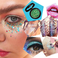 RUICHING Glitter Green Eyeshadow, Shimmer Single Eyeshadow, Bright Sparkly Eye Glitter Eye Make-Up, High Pigmented Long Lasting Colourful Metallic Smokey Christmas Eyeshadow Makeup for Women