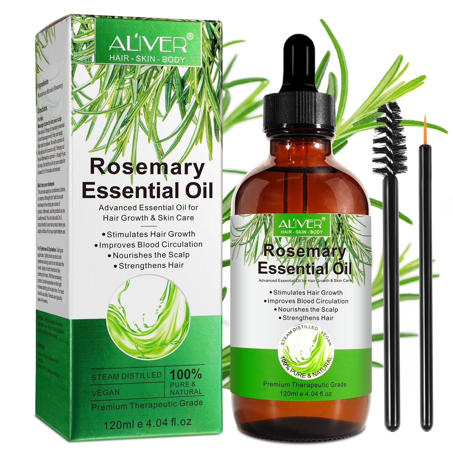 WANFAER Organic Rosemary Oil for Hair Growth, Advanced Organic Rosemary Oil for Skin & Hair Care, Eyelashs, Eyebrows, Face, Body Massage Oil, Hair Loss Treatment,Improves Blood Circulation (120ml)