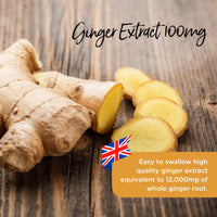 healthspan Healthspan Ginger Extract 100mg (4 Months' Supply) | Support Your Digestive Health | Equivalent to 12,000mg of Whole Ginger Root | Providing 20mg Gingerols | Easy to Swallow Capsules | Vegan