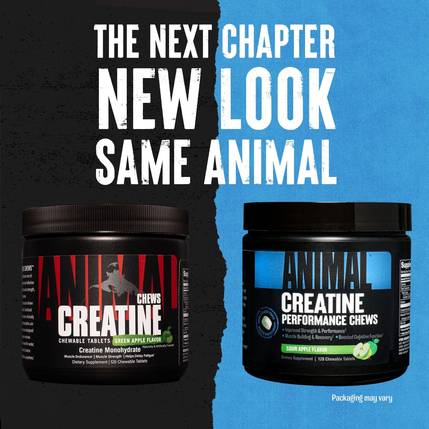 Animal Creatine Chews Tablets - Enhanced Creatine Monohydrate with AstraGin to Improve Absorption, Sea Salt for Added Pumps, Delicious and Convenient Chewable Tablets - Green Apple - 120 Count