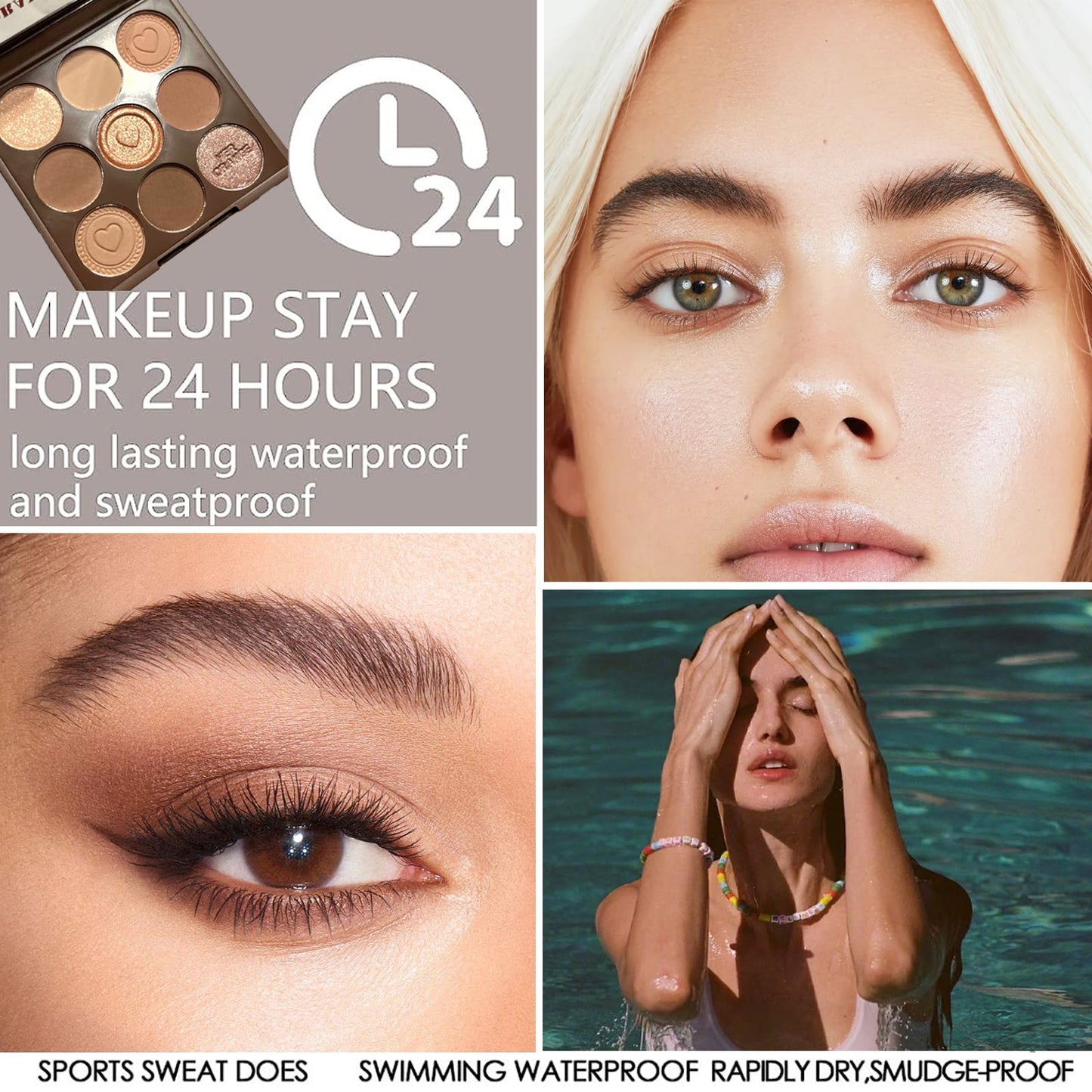 HAORQEE Eyeshadow Palette, Matte Shimmer Nude Eye Shadow Pallets for Women, Brown Long Lasting Shadows Palettes, Waterproof Highly Pigmented Pink Natural Look 9 Colour Eye Shadows for Makeup