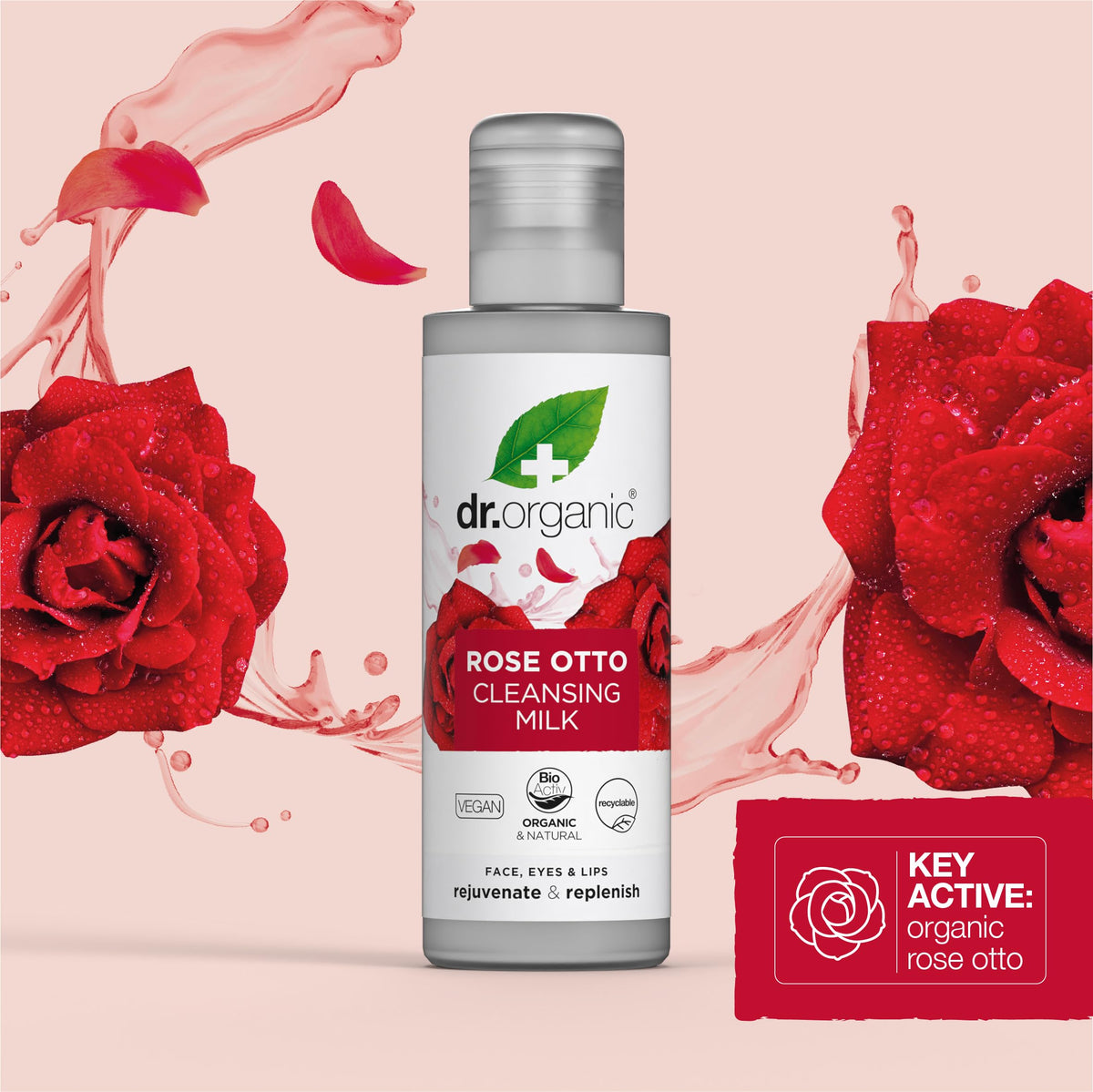 DR ORGANIC Dr Organic Rose Otto Cleansing Milk, Restoring, Mature Skin, Mens, Womens, Natural, Vegan, Cruelty-Free, Paraben & SLS-Free, Organic, 150ml, Packaging may vary