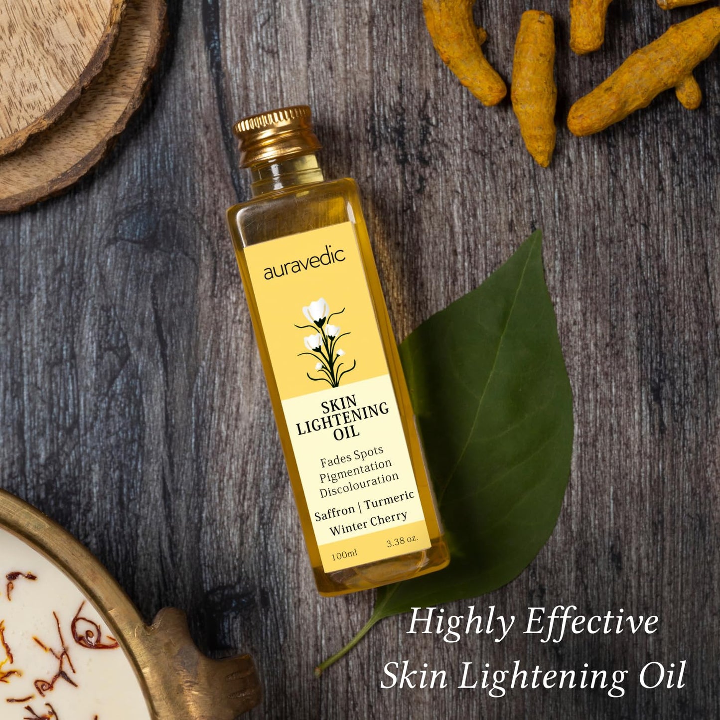 Auravedic Pam Herbals Skin Lightening Oil with Saffron, Turmeric and Winter Cherry 100 Ml