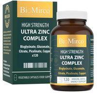 Bio Mirco High Strength Ultra Zinc Complex, 120 Premium Capsules, Immune System, Cognitive Function, Potent Dose, Made in The UK