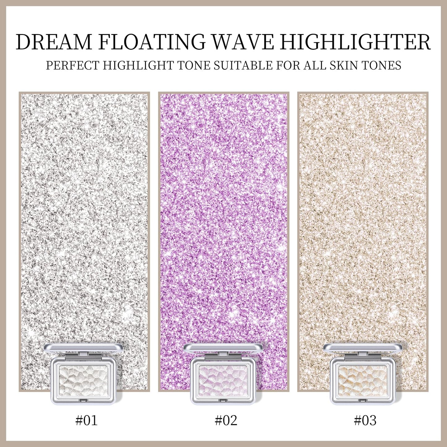 KYDA Highlighter Makeup Palette, Shimmer Highlighter Powder Makeup Palette, Diamond Shine pearl powder with Brush for Body Face -03